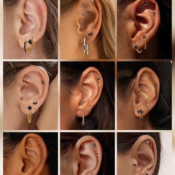 Stud Earrings Small Gold Hoop Earrings Set for Women - Picture 6 of 6